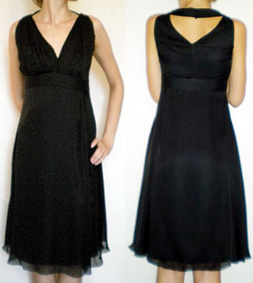 Многослойное платье из черного шифона на шелковой подкладке