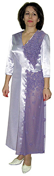 Платье из креп-сатина и сетки сиреневого цвета. 