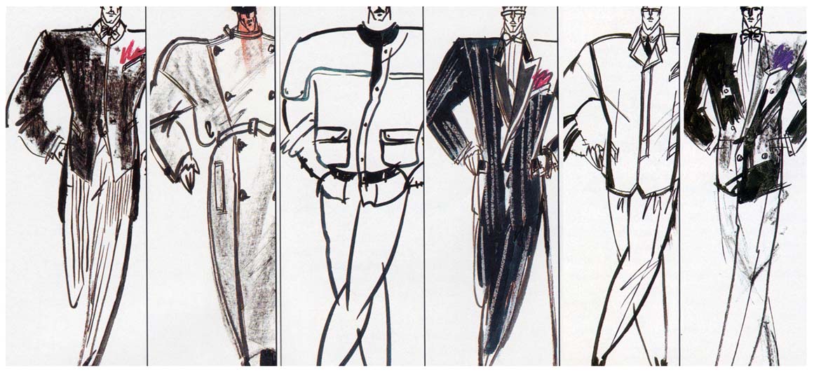 рисунки моделей мужских костюмов Александра Игманда