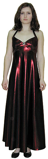 Нарядное платье из атласа с лазерным напылением с пелериной из кружева.
