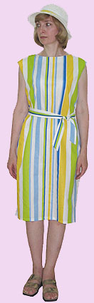 Платье в стиле 60-ых из хлопчатобумажной ткани 
				в крупную асимметричную полосу