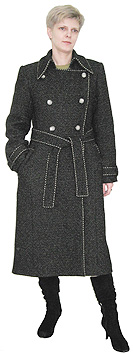 Двубортное пальто с втачным рукавом  Полуприлегающий силуэт неотрезное по линии талии Отложной воротник