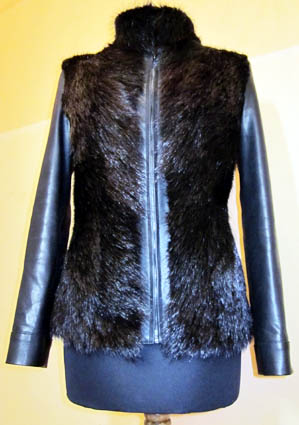Куртка комбинированная из натуральной кожи и меха нутрии.