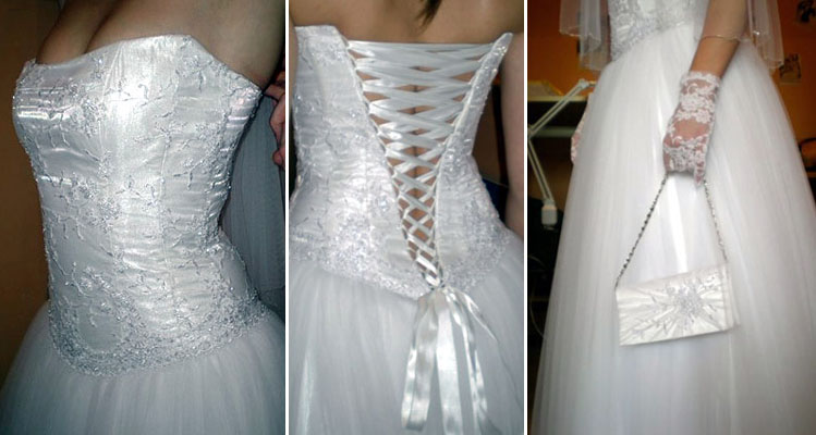 Свадебное платье на жестком корсете со шнуровкой сзади