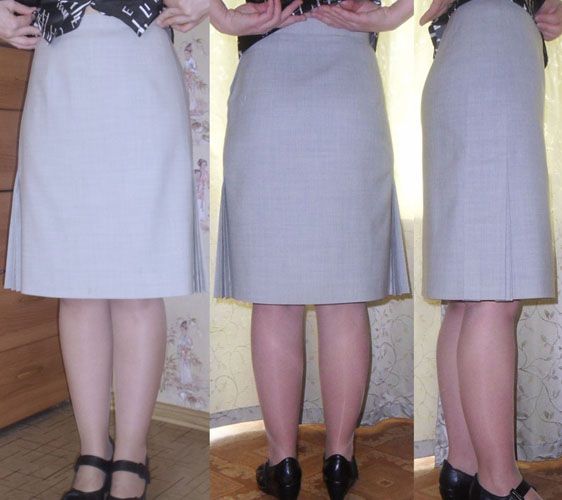 Skirt with one-side fan pleats